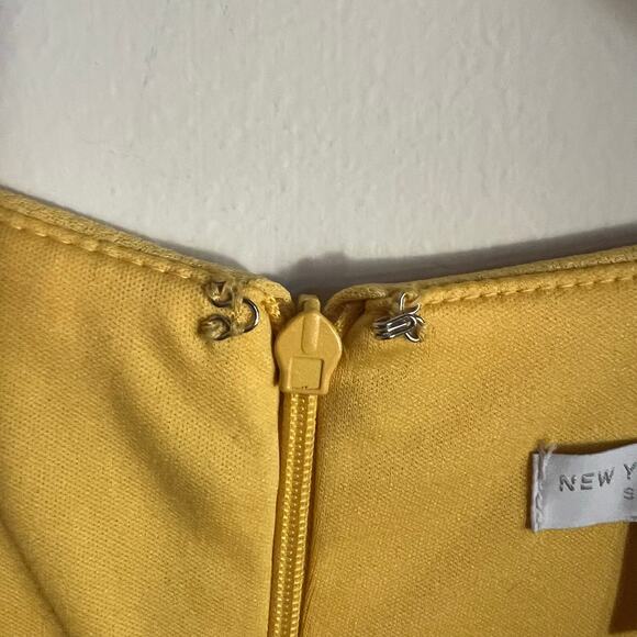 New York & Company Yellow Colorblock Fit & Flare Midi Dress Size L Pastel Retro - Picture 15 of 17